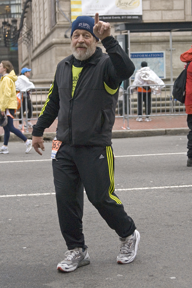 Bud Morton completing the Boston Marathon in 2007